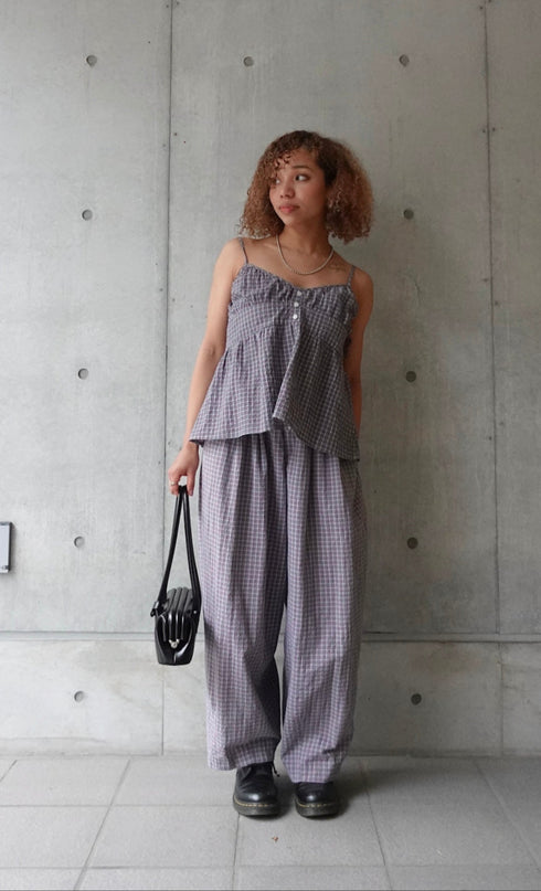 チェックボリュームラフパンツ